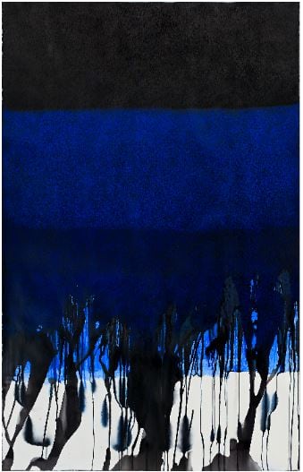 Mohammed Kazem, Soundless II,&nbsp;2015, Acrylic, ink and pastel on paper, 71 x 51 in