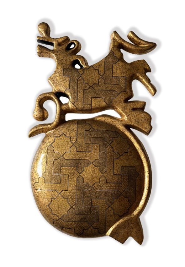 Veer Munshi, Healing Wounds Series cuttout shrapnel style wood and paper mache wall sculpture