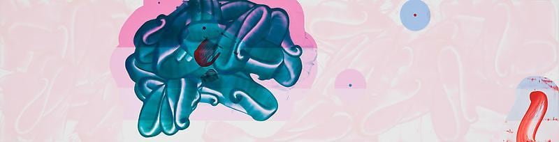 DAVID REED, &quot;#483,&quot; 2001-2002, Oil and alkyd on linen, 36 x 144 inches, 91.4 x 365.8 cm, A/Y#20256