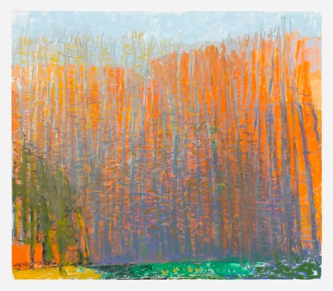 Wolf Kahn, Green at the Bottom, Blue at the Top, 2016, Oil on canvas, 52 x 60 inches, 132.1 x 152.4 cm, AMY#28310