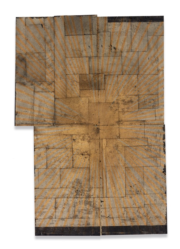 Ronny Quevedo, inti-killa, 2021, Metal leaf on carbon paper, 26 1/4 x 18 inches, 66.7 x 45.7 cm.&nbsp;Courtesy of the artist.&nbsp;