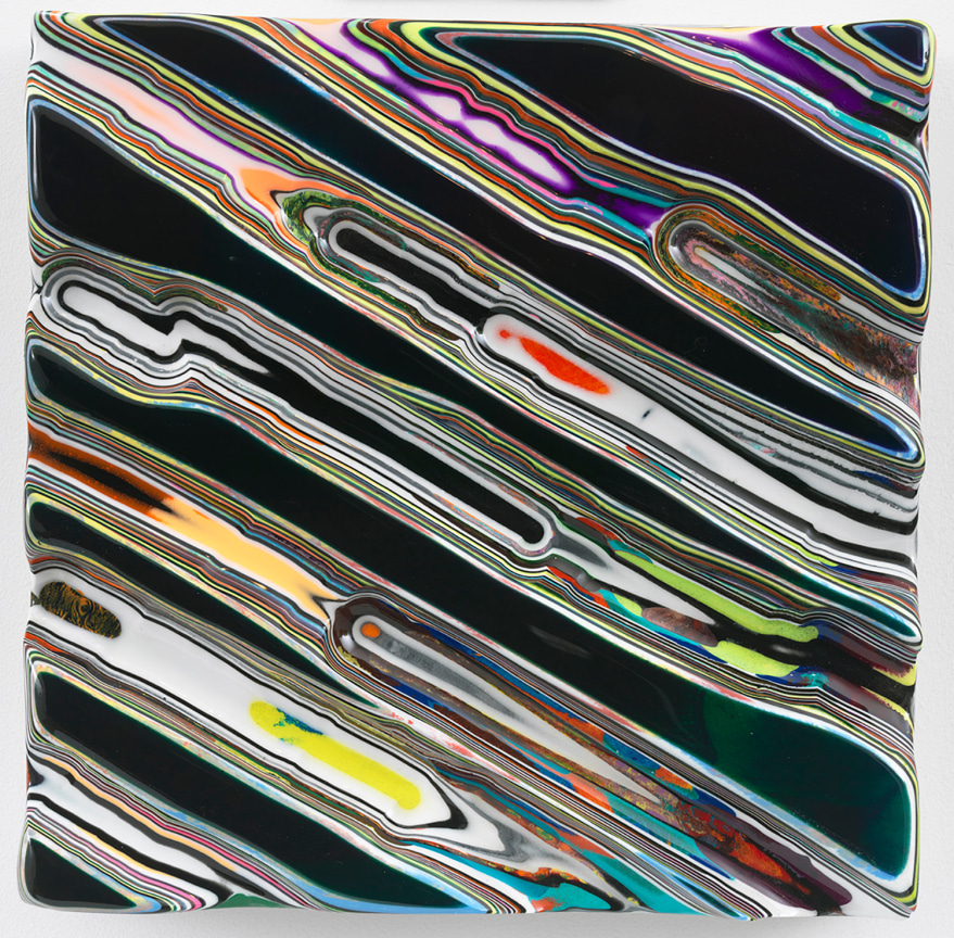 BUTTHEGUNHASNOTRIGGER, 2016, Epoxy resin and pigments on wood, 14 x 14 inches, 35.6 x 35.6 cm, AMY#28482