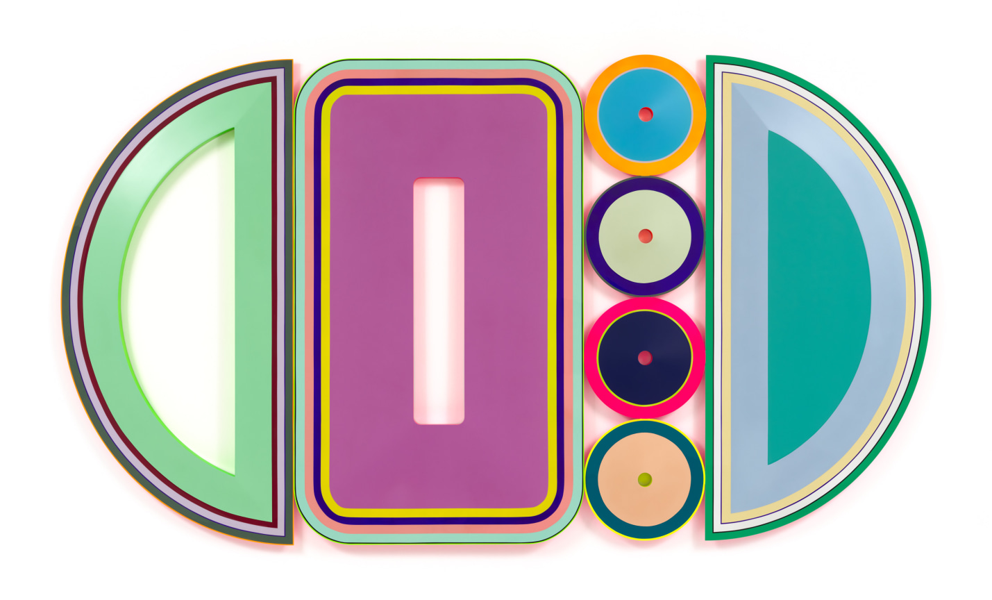 Polypharmacy: Autonomy, Equilibrium, Choice, Agency, 2024,, Urethane paint on wood, 67 x 120 inches, 170.2 x 304.8 cm,&nbsp;MMG#36502