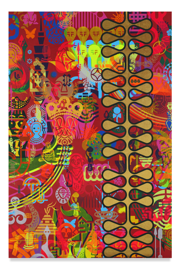 Ryan McGinness, Taipei Dangdai 8, 2019, Acrylic and metal leaf on linen, 60 x 40 inches, 101.6 x 152.4 cm,&nbsp;MMG#31814