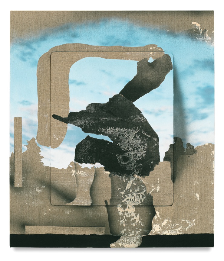 Defenestration, 2018,&nbsp;Charcoal, acrylic, flocking and vinyl paint on linen,&nbsp;30 x 26 x 3 inches,&nbsp;76.2 x 66 x 7.6 cm, MMG#30028