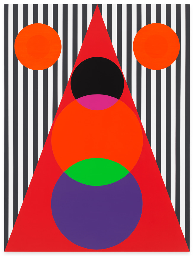 Rico Gatson, Untitled (Double Sun/Sonhouse), 2021, Acrylic paint on wood, 48 x 36 inches, 121.9 x 91.4 cm, MMG#33127, &nbsp;