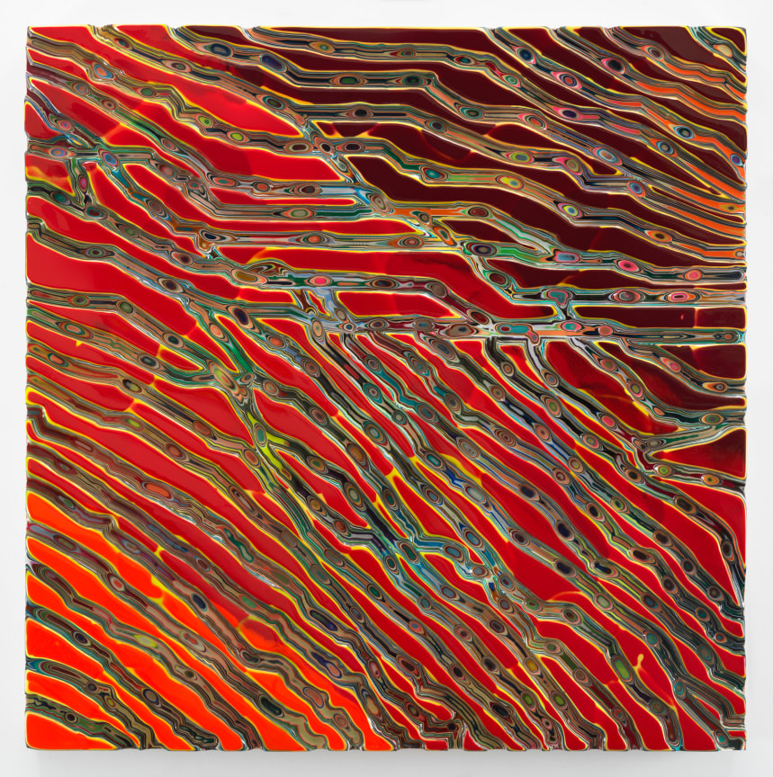 HOLDMEDOWNAFTERDAWN, 2016, Epoxy resin and pigments on wood, 48 x 48 inches, 121.9 x 121.9 cm, AMY#28369