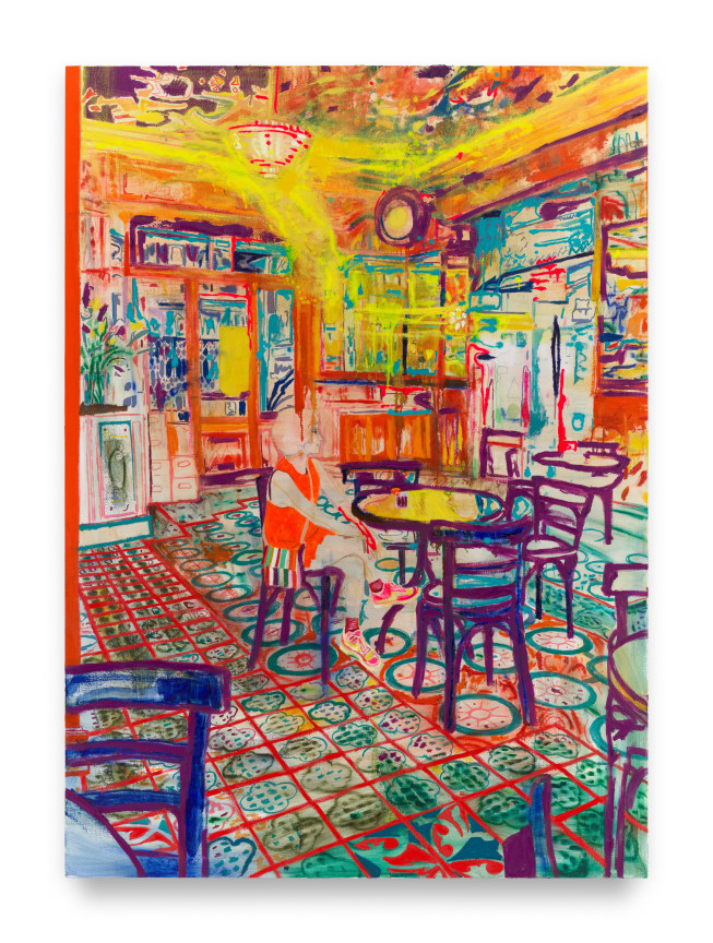 Isis (Bar Marsella), 2023, Colored pencil, oil, pastel, ink, graphite and cold wax on linen, 98 x 70 inches, 248.9 x 177.8 cm, MMG#35342