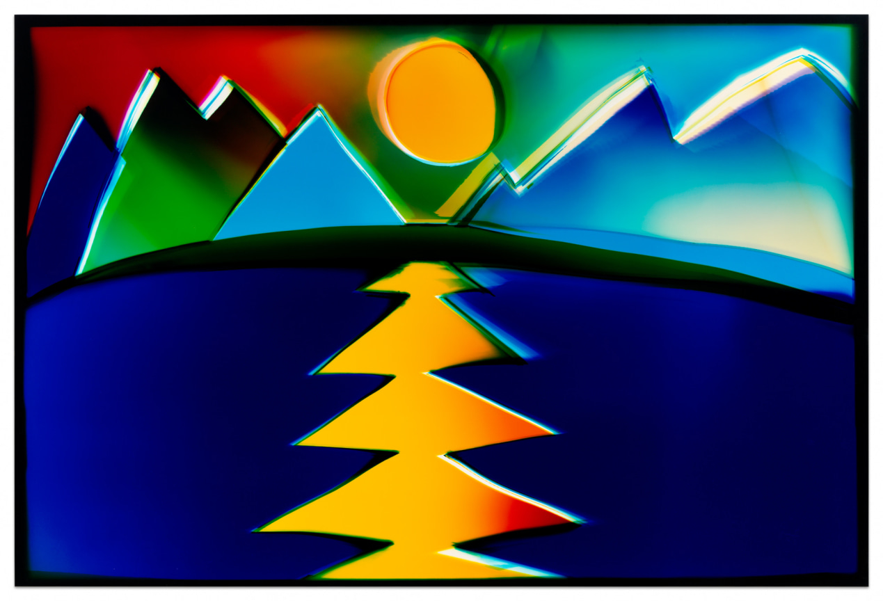 Moonlit Lake, 2025, Analog Chromogenic Light Painting on Fujiflex, Unique, 53 3/4 x 78 inches, 136.5 x 198.1 cm, MMG#37456