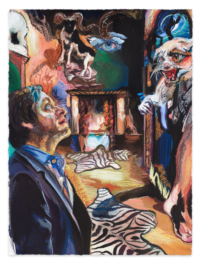 Raven II, 2022, Gouache and chalk pastel on paper, 30 x 22 inches, 76.2 x 55.9 cm, MMG#35407