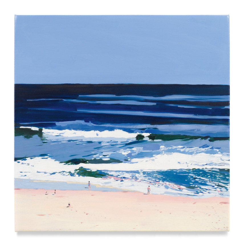 Aerial Beach, 2022, Mixed media oil on canvas, 17 x 17 inches, 43.2 x 43.2 cm, MMG#34096