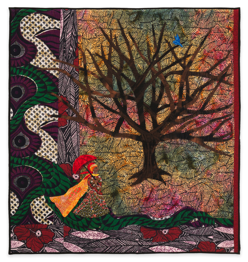 Doris Elizabeth Prouty,&nbsp;Going Home II, 2018, Hand appliqu&eacute;, beading, cotton cloth machine quilting , 47 x 44 inches, 119.4 x 111.8 cm, MMG#35706