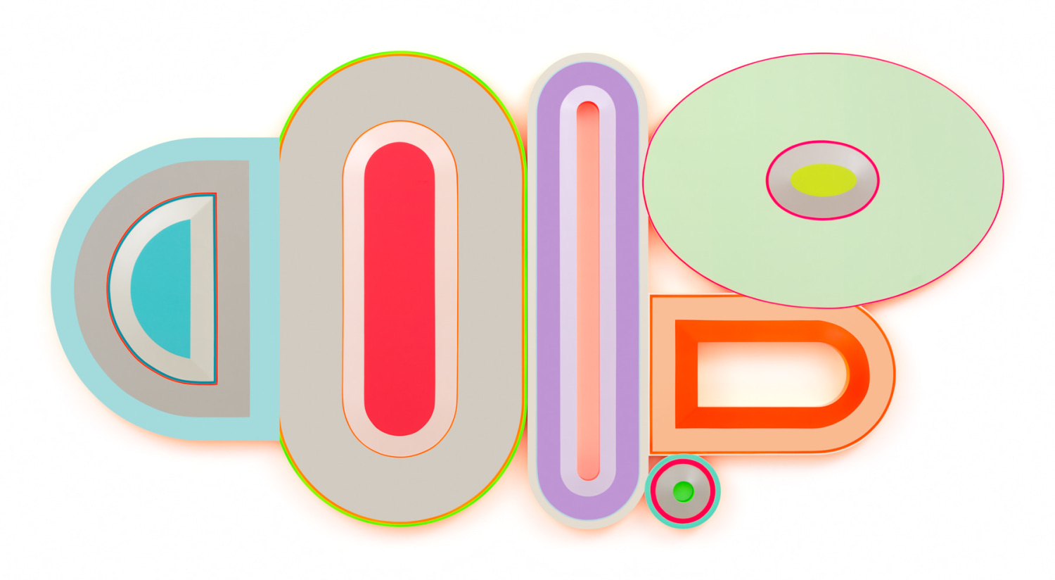 Polypharmacy: Agency, Ease, Serenity, Clarity, Solace, Self Determination, 2025,, Urethane paint on wood, 44 x 88 inches, 111.8 x 223.5 cm, MMG#37578