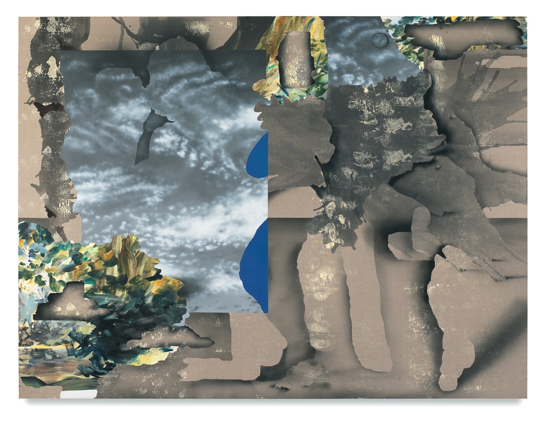 Martinique the Gentlefool, 2018,&nbsp;Oil, vinyl paint, acrylic, nylon flocking and charcoal on linen,&nbsp;72 x 96 inches,&nbsp;182.9 x 243.8 cm, MMG#30025