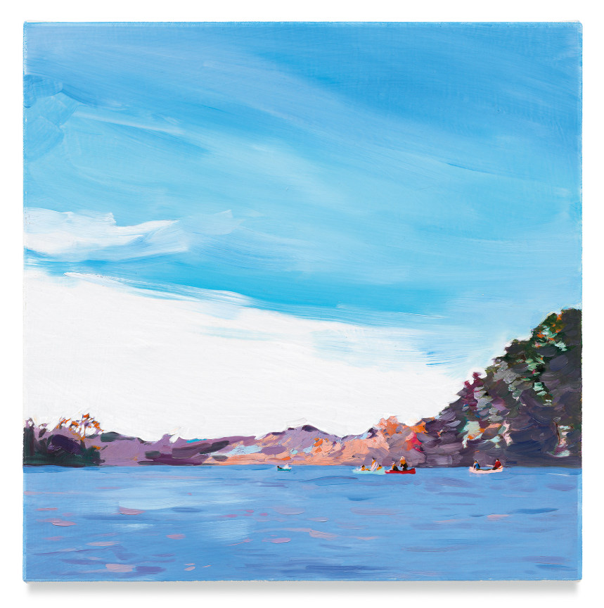 Canoes (Fall), 2019, Mixed media oil on canvas, 14 x 14 inches, 35.6 x 35.6 cm, (MMG#32067)