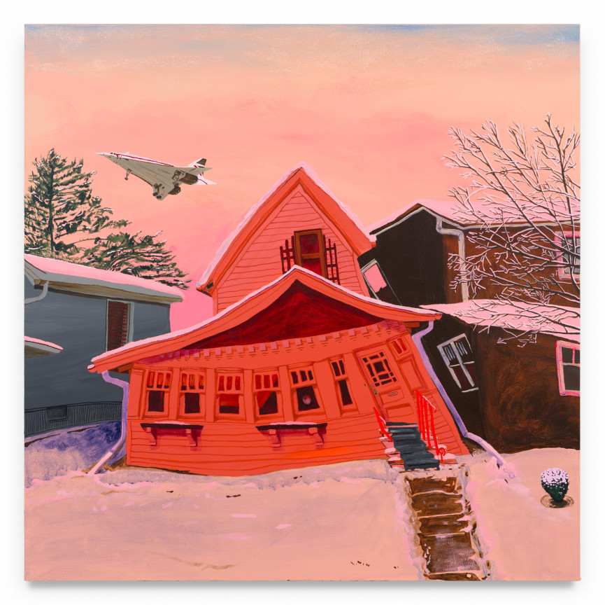 And... and... c&rsquo;mon, Nick, what do you expect? To live happily ever after? &mdash;Elizabeth James, The Parent Trap (1998), 2024, Acrylic, oil, and glitter on canvas, 48 x 48 inches, 121.9 x 121.9 cm, MMG#37825