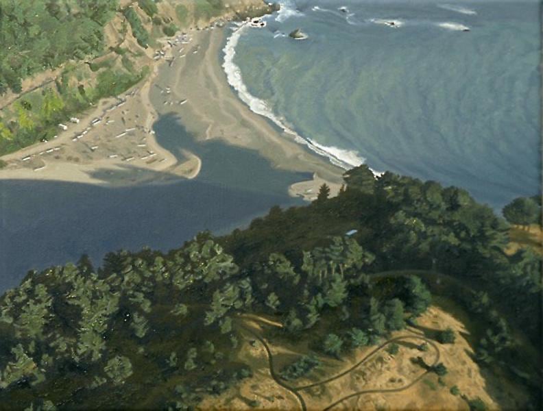 Mouth of the Navarro River, 2013, Oil on polyester, 5 1/2 x 7 1/2 inches, 14 x 19.1 cm, A/Y#21474