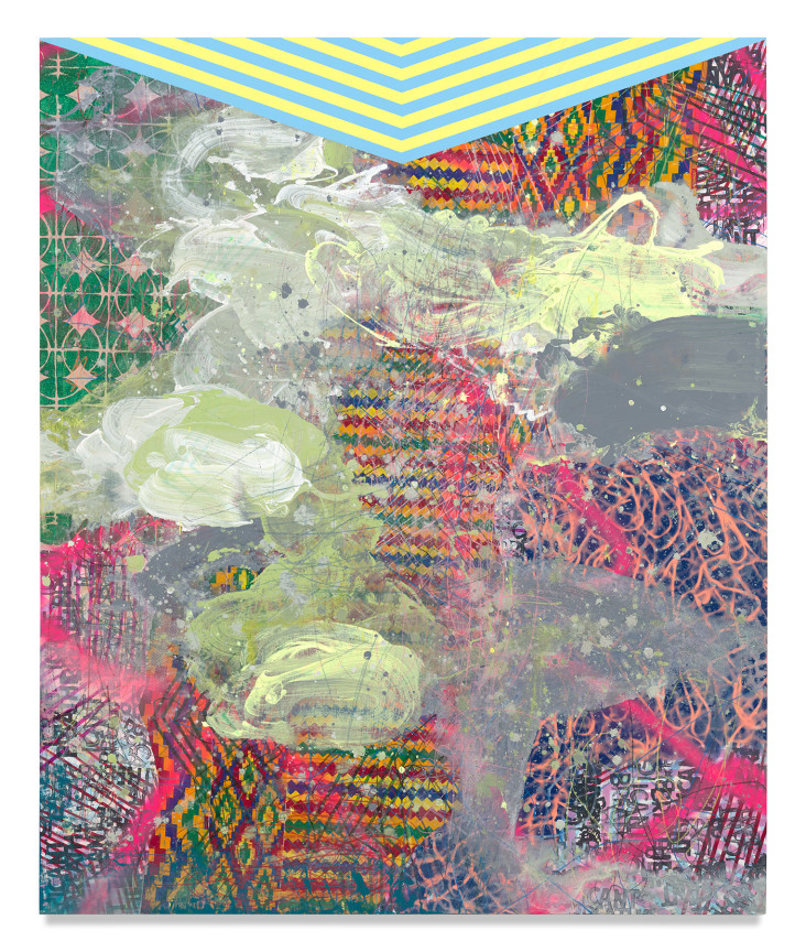 David Huffman,&nbsp;Cosmology, 2020, Mixed media on wood panel, 72 x 59 3/4 inches, 182.9 x 151.8 cm