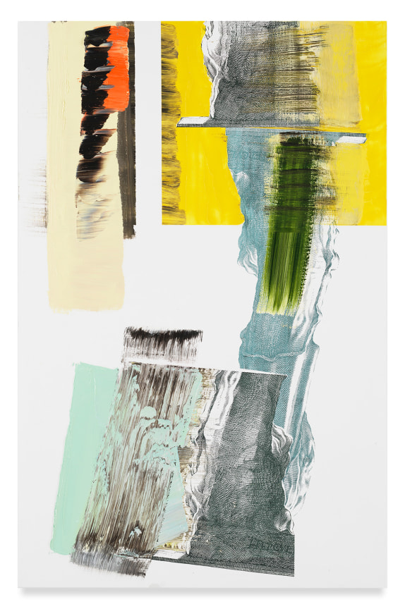 PIA FRIES, pylon kQ, 2018, Oil and silkscreen on wood, 39 3/8 x 25 5/8 inches, 100 x 65 cm,&nbsp;(MMG#31848)