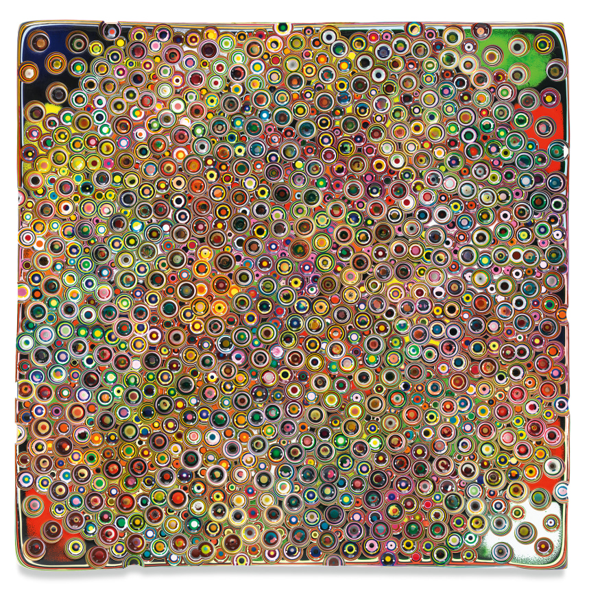 ALLDELIGHTEDPEOPLE, 2020, Epoxy resin and pigments on wood, 48 x 48 inches, 121.9 x 121.9 cm, MMG#32912