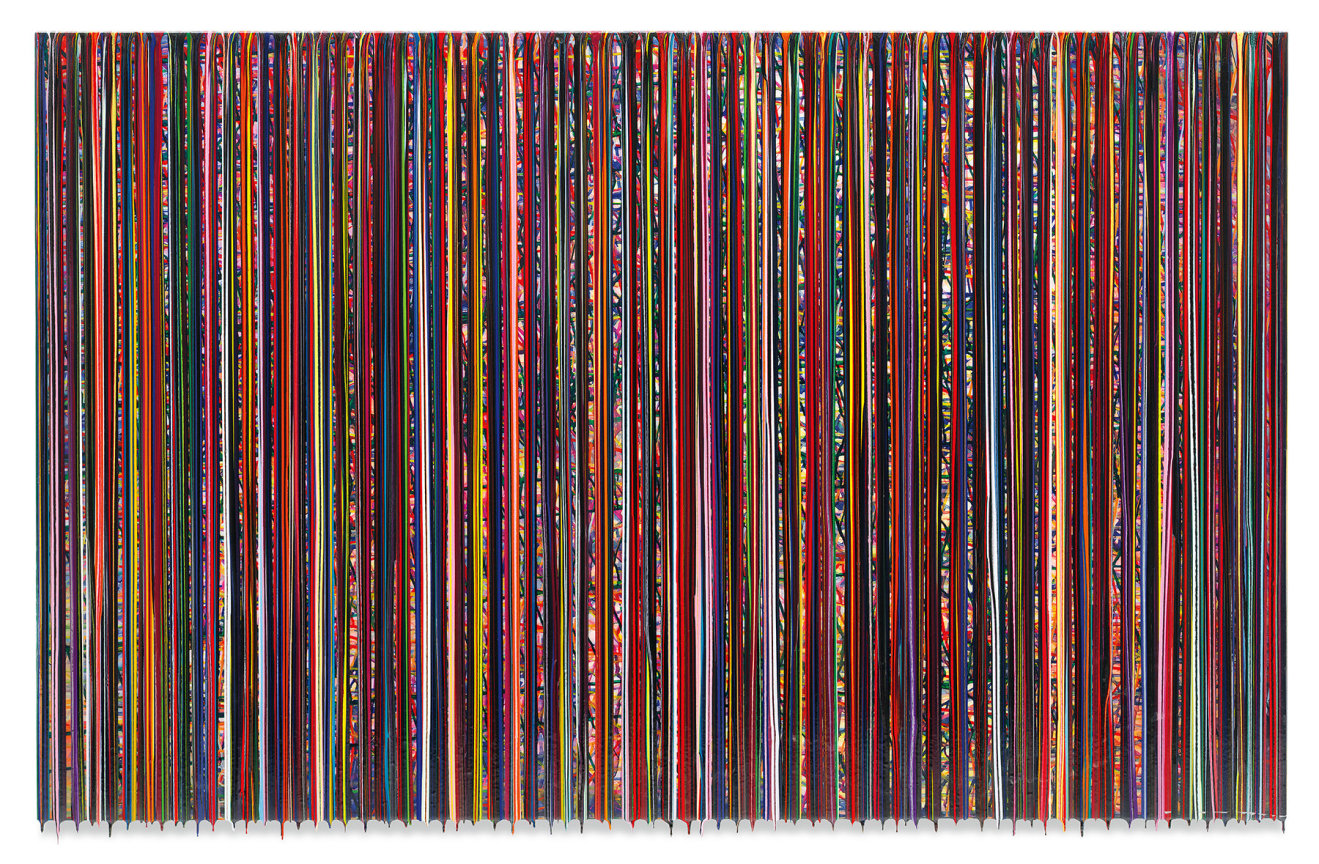 PLEASEGIVEMEFRIENDSPLEASEGIVEMEFAME, 2020, Epoxy resin and pigments on wood, 60 x 96 inches, 152.4 x 243.8 cm, MMG#32902