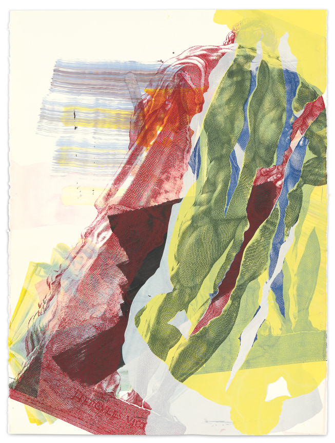 disloziert 29, 2018, Acrylic and silkscreen on handmade paper, 30 x 22 1/4 inches, 76.2 x 56.5 cm, MMG#32697