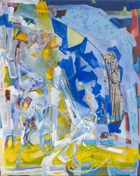 Iva Gueorguieva, Contempt, 2014, Acrylic, collage, and oil on canvas, 29 x 23 inches, 73.7 x 58.4 cm, A/Y#22160