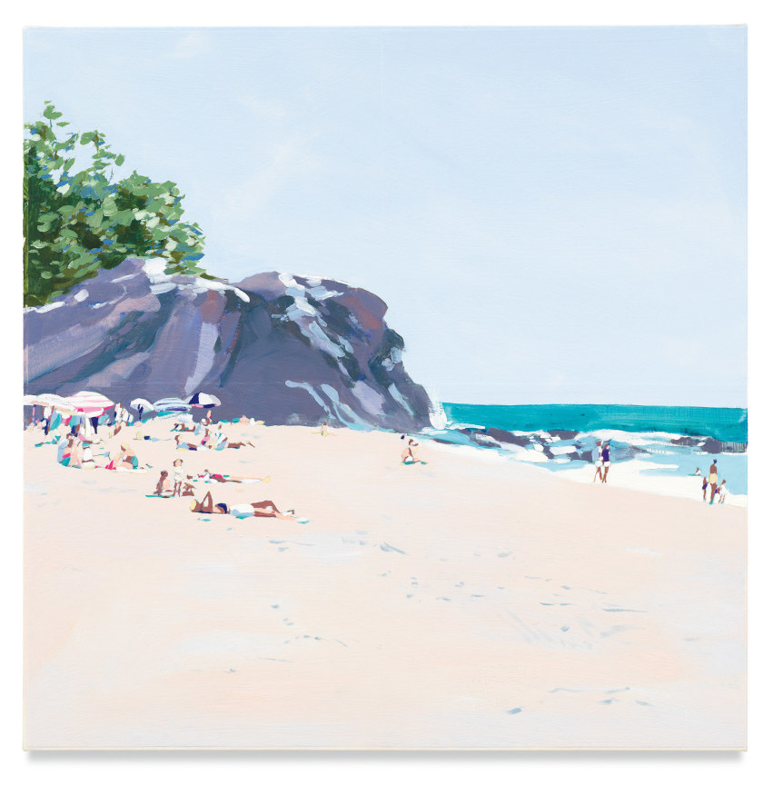 Cliff Beach, 2019, Mixed media oil on canvas, 28 x 28 inches, 71.1 x 71.1 cm, MMG#32054