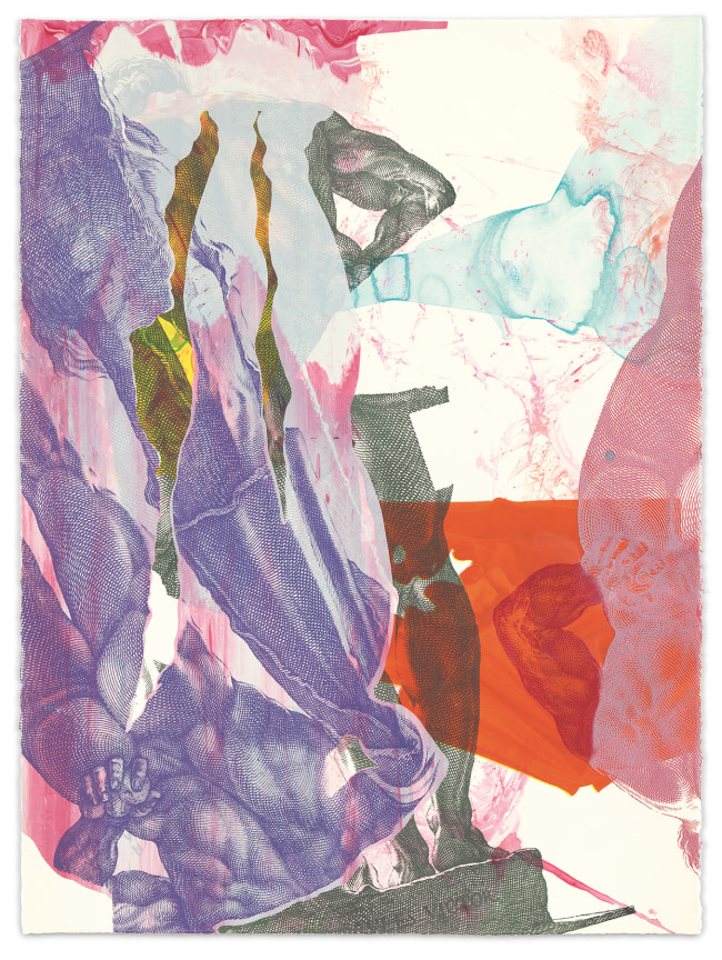 disloziert 5, 2018, Acrylic and silkscreen on handmade paper, 29 7/8 x 22 3/8 inches, 75.9 x 56.8 cm, MMG#32692