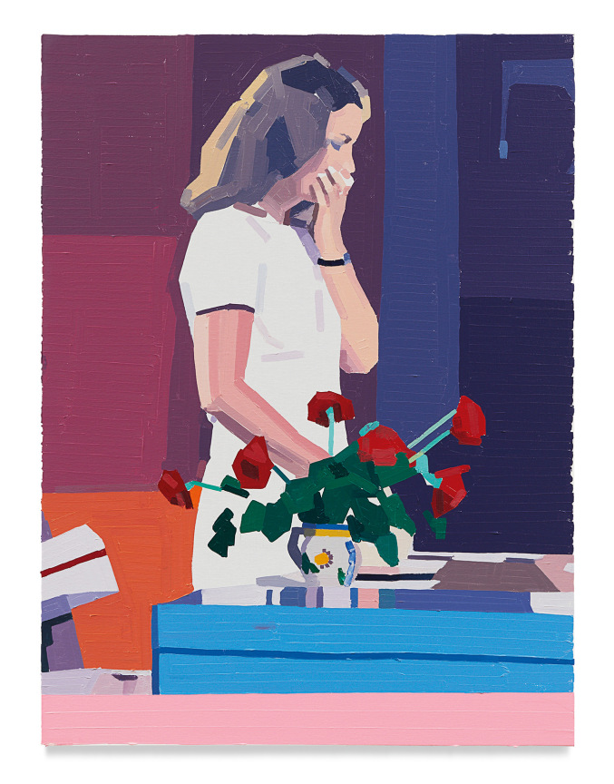 Guy Yanai,&nbsp;At The Hospital (Romy Schneider), 2021, Oil on linen, 31 1/2 x 23 5/8 inches, 80 x 60 cm