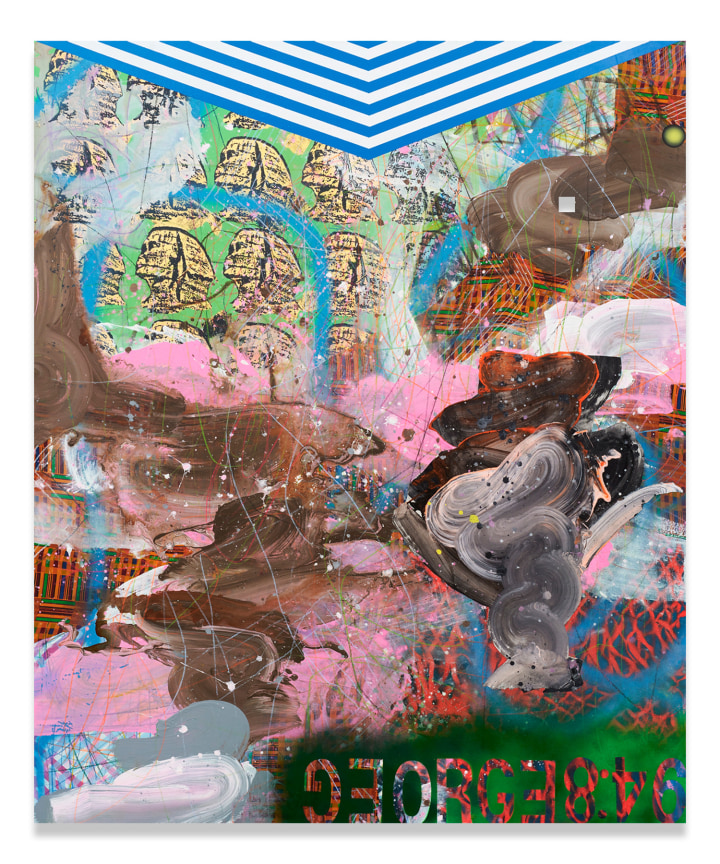 David Huffman,&nbsp;George 8:46, 2021, Mixed media on wood panel, 72 x 60 inches, 182.9 x 152.4 cm
