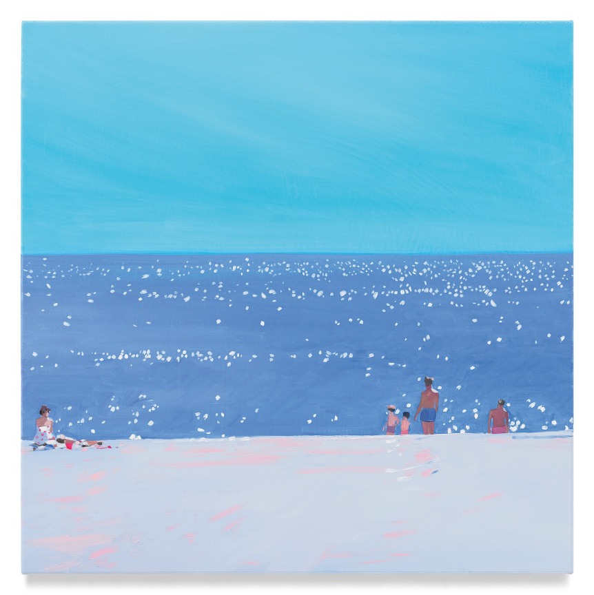 Silver Beach (Blue), 2022, Mixed media oil on canvas, 17 x 17 inches, 43.2 x 43.2 cm, MMG#34079