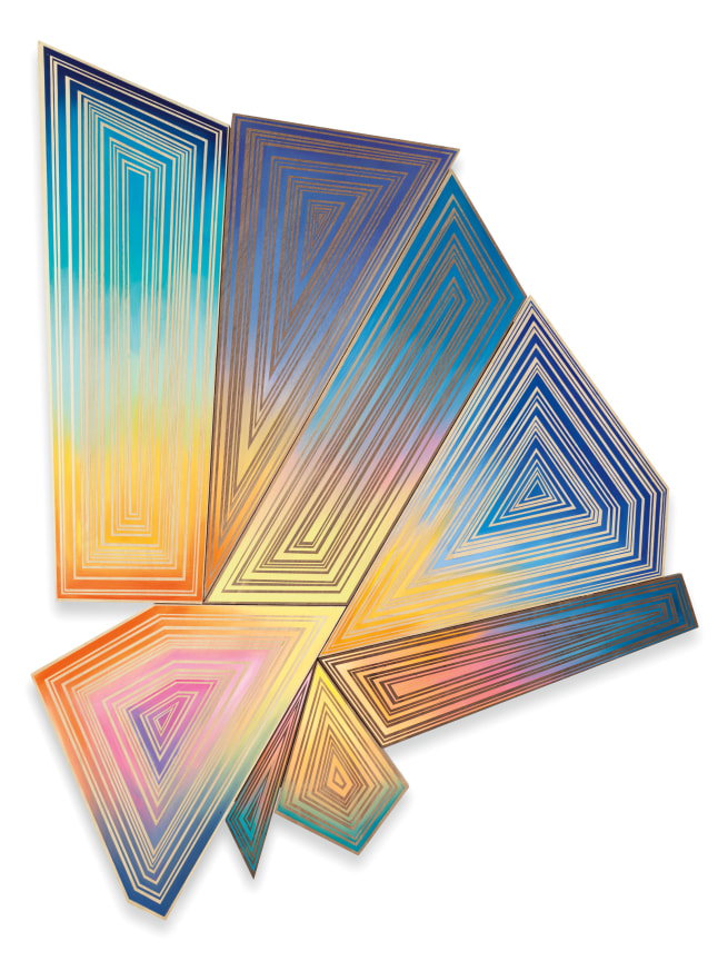 Eight Sunsets, 2022, Acrylic on maple, 45 1/2 x 34 1/2 x 2 inches, 115.6 x 87.6 x 5.1 cm, MMG#34199