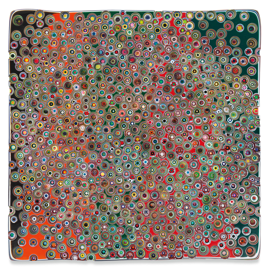 JUSTLETTINGGOOFCHOICESIHAVEMADE, 2020, Epoxy resin and pigments on wood, 48 x 48 inches, 121.9 x 121.9 cm, MMG#32908