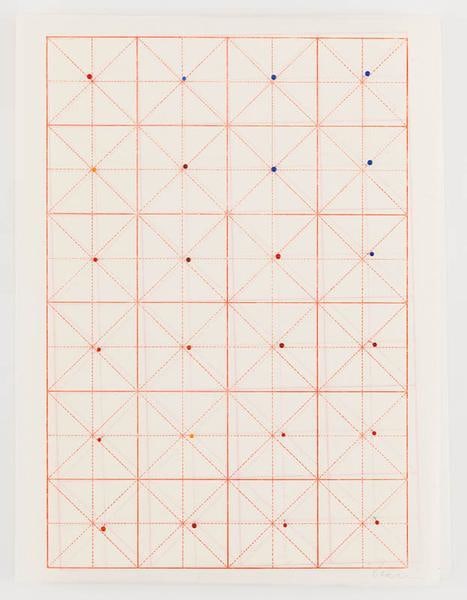 You are here, 2015, Glass head pins and Chinese calligraphy paper, 17 x 13 inches, 43.2 x 33 cm, AMY#27935