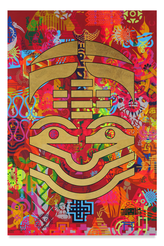 Ryan McGinness, Taipei Dangdai 6, 2019, Acrylic and metal leaf on linen, 60 x 40 inches, 152.4 x 101.6 cm,&nbsp;MMG#31812