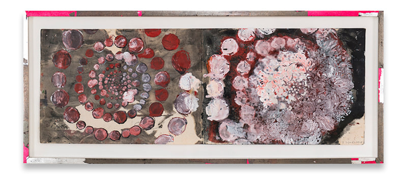 Year of the Rat 3, 2018,&nbsp;Oil stick, encaustic, vintage Indian paper in artist&#039;s frame,&nbsp;12 1/4 x 29 1/4 inches,&nbsp;31.1 x 74.3 cm,&nbsp;MMG#29799