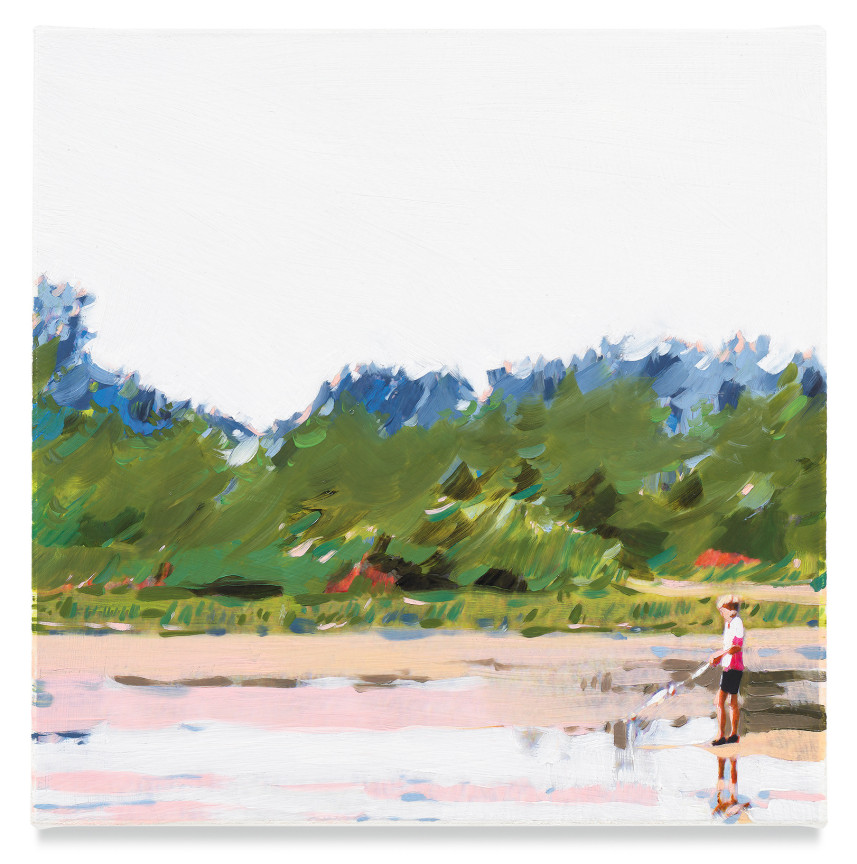 Boy Fishing, 2019, Mixed media oil on canvas, 14 x 14 inches, 35.6 x 35.6 cm,&nbsp;(MMG#32059)