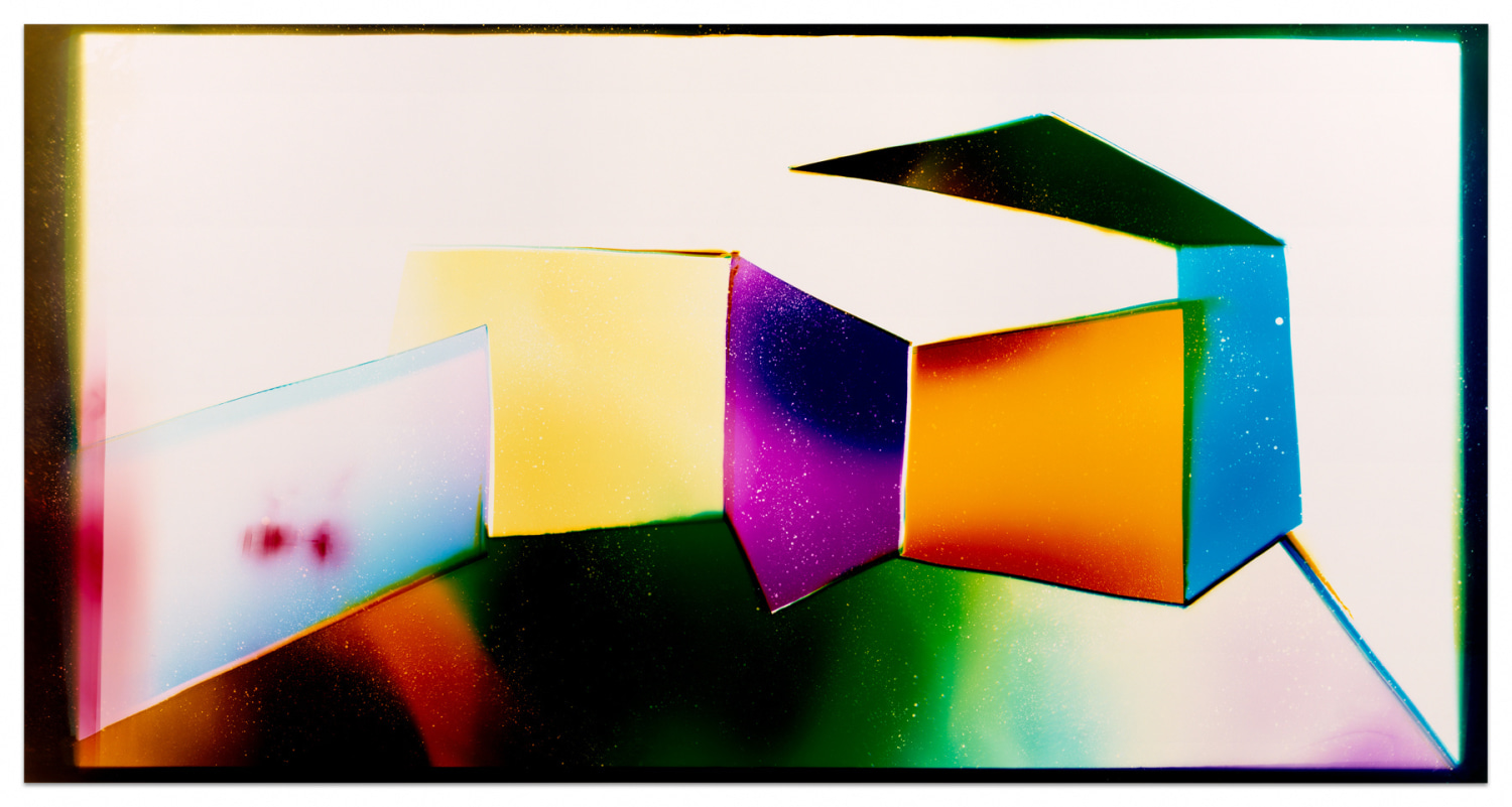 Folded Architecture (Mysterious), 2024, Analog Chromogenic Light Painting on Fujiflex, Unique, 43 3/4 x 80 1/2 inches, 111.1 x 204.5 cm, MMG#37469