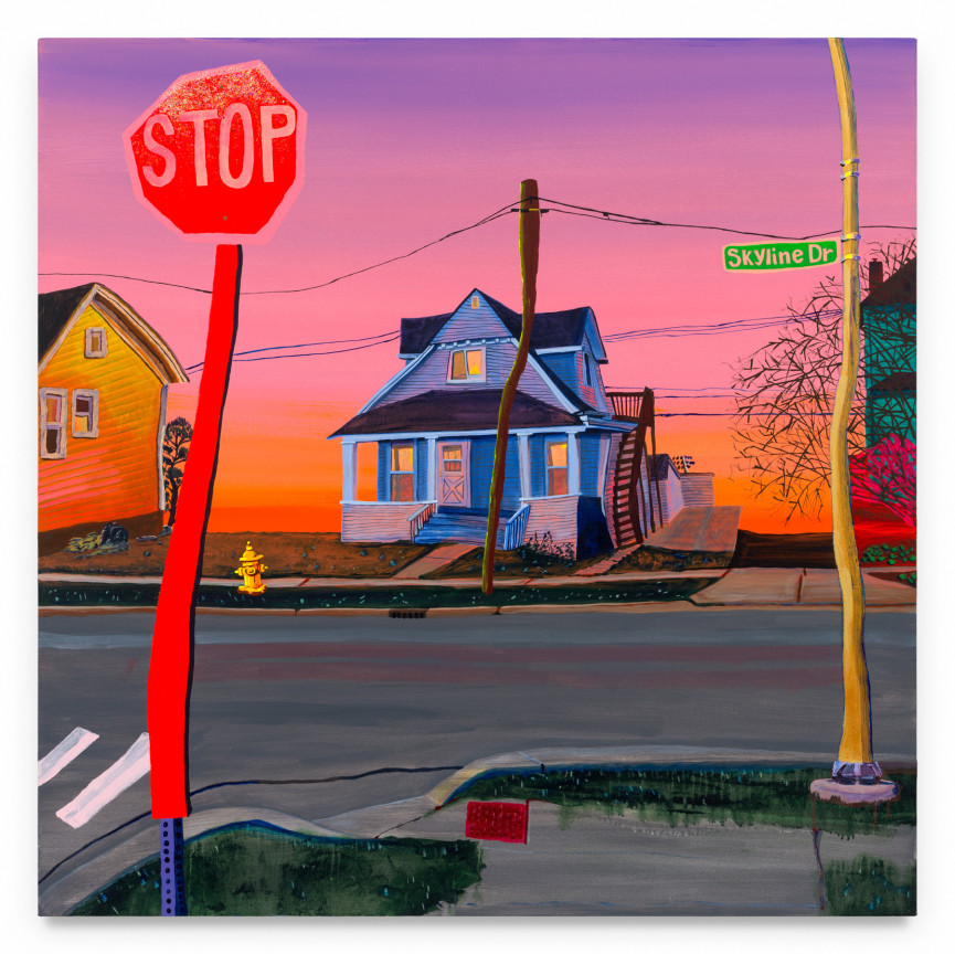 Whoever you are, I have always depended on the kindness of strangers. &mdash;Blanche DuBois, A Streetcar Named Desire (1951), 2025, Acrylic, oil, and glitter on canvas, 48 x 48 inches, 121.9 x 121.9 cm, MMG#37828