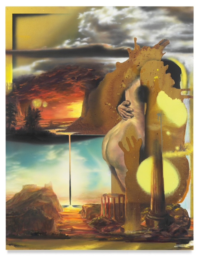 Or Glow of Our Or, 2022, Oil and acrylic and charcoal on linen, 57 x 44 inches, 144.8 x 111.8 cm, MMG#34044