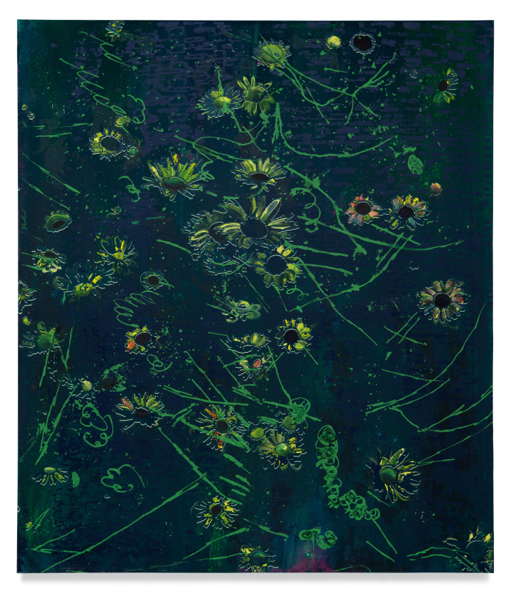 Daisy Chain, 2022, Mixed medium on canvas, 68 1/2 x 59 inches, 174 x 150 cm, MMG#34327