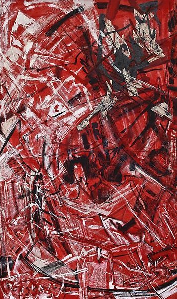 &quot;The Big Night Down the Drain,&quot; 2012, acrylic and collage on canvas, 32 x 20 inches, 81.3 x 50.8 cm, A/Y#20129