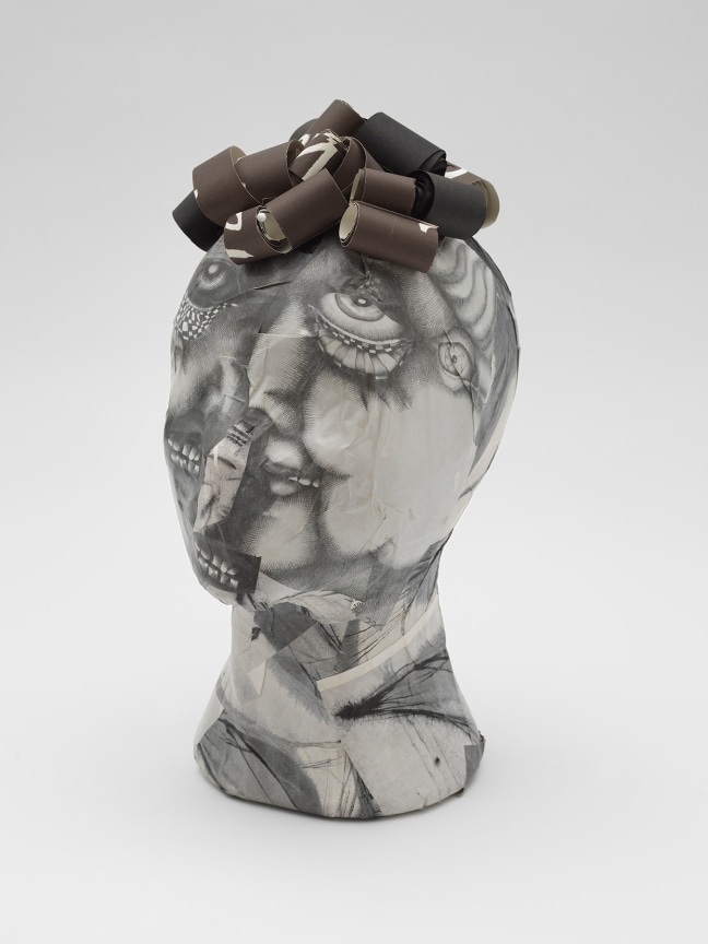 Lieselott Beschorner, Collaged Head, Curly Hair, 2016, 13 x 5 x 8 inches, 33 x 12.7 x 20.3 cm, MMG#35949