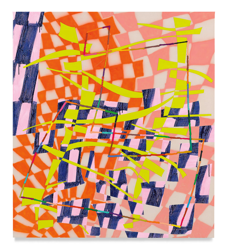 Trudy Benson, , How to Make a Fruit Battery, 2021, Acrylic and oil on canvas, 56 x 50 inches, 142.2 x 127 cm