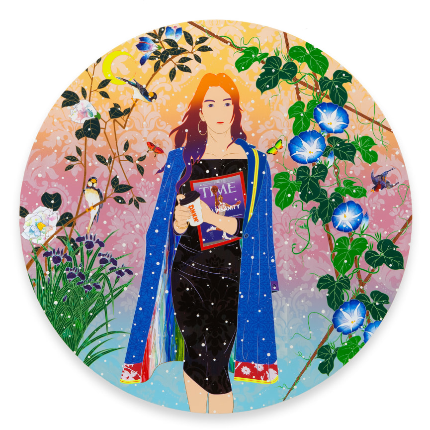 Tomokazu Matsuyama, Bustin&#039; Action Minority, 2021, Acrylic and mixed media on canvas, 54 inches; 137.2 cm in diameter, MMG#33323