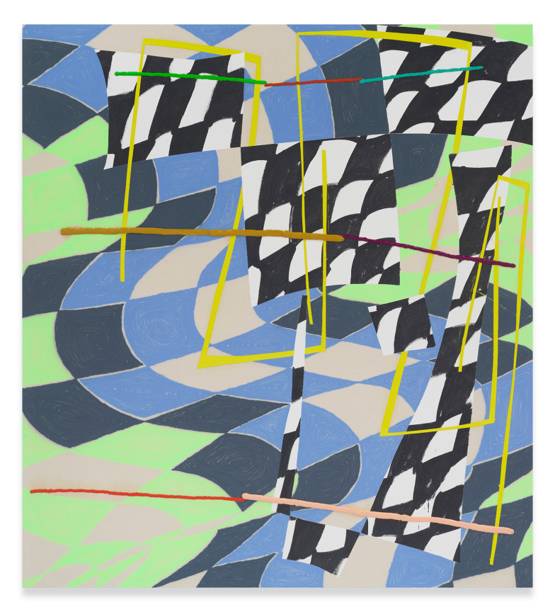 Trudy Benson,&nbsp;Minty Stack, 2021, Acrylic and oil on canvas, 64 x 58 inches, 162.6 x 147.3 cm