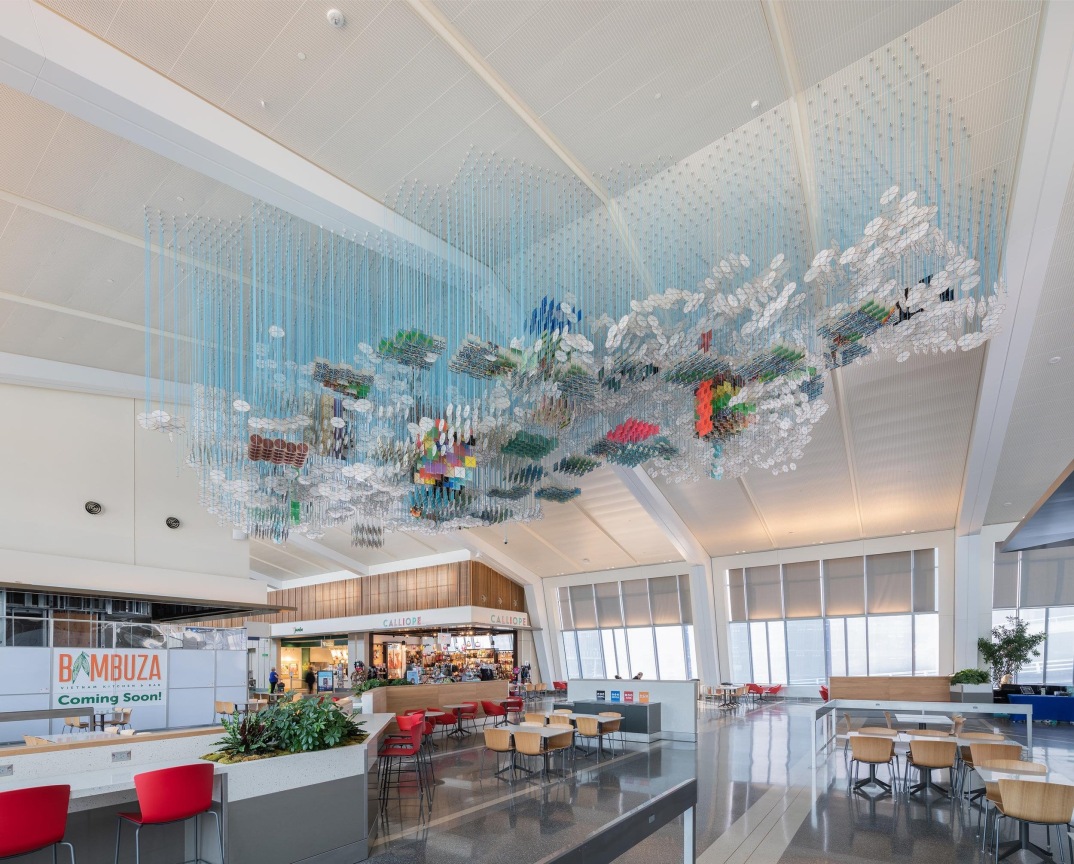 The City and the Sky, 2020, Portland International Airport, Portland, OR. Courtesy of the&nbsp;Portland International Airport.&nbsp;