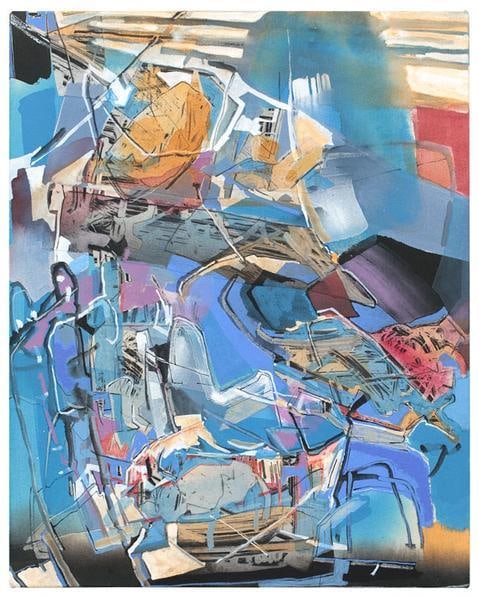 Their Own Aerial Navigation, 2015, Acrylic, collage, etching, and oil stick on canvas, 20 x 16 inches, 50.8 x 40.6 cm, A/Y#22536