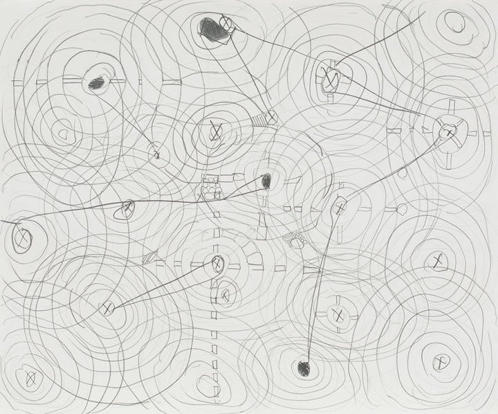 Jacob Hashimoto, Untitled I, 2011, Graphite on paper, 14 x 17 inches, 35.6 x 43.2 cm, A/Y#22661